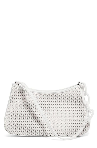 House Of Want Newbie Baguette Vegan Leather Shoulder Bag In White Woven