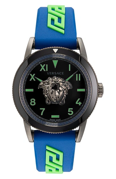 Versace Men's V-palazzo Ip Gunmetal Medusa Watch, 43mm In Ip Gunmetal