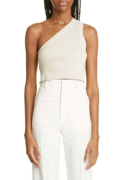 Jacquemus Asymmetrical Crop Top In Light Beige