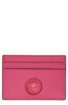 Versace Women's Medusa Leather Card Case In Cerise-oro