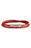 Jonas Studio Braided Leather Wrap Bracelet In Red