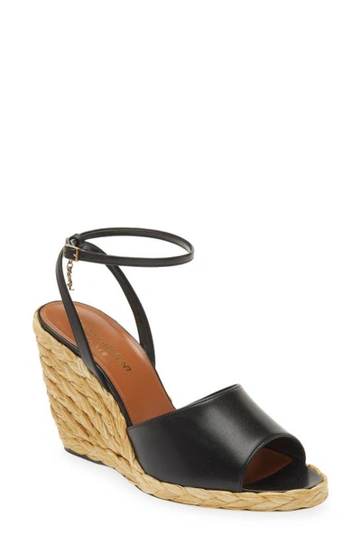 Saint Laurent Espadrille Wedge Sandal In Black