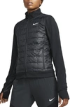 Nike Therma-fit Aerolayer Synthetic-fill Full-zip Vest In Black In Black/ Reflective Silver