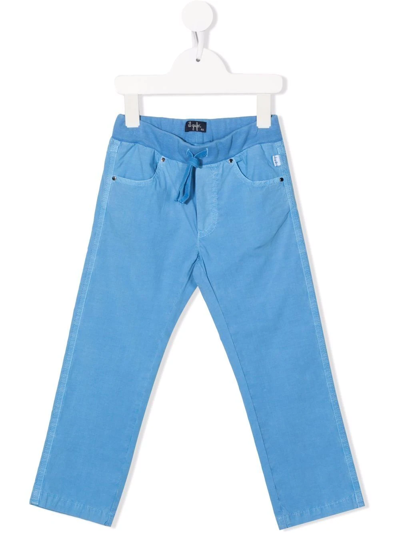 Il Gufo Babies' Drawstring Straight-leg Trousers In Blue