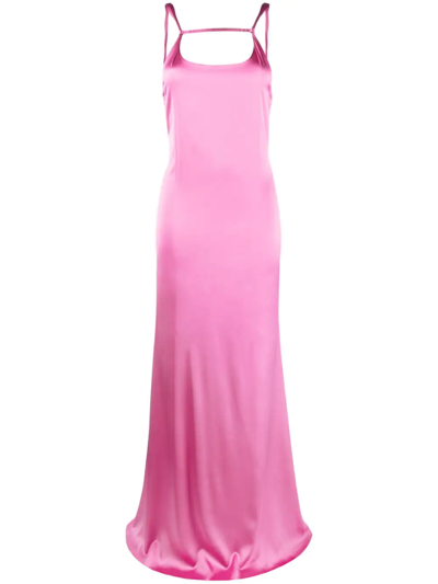 Jacquemus Mentalo Open-back Satin Maxi Dress In Pink