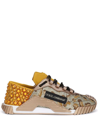 Dolce & Gabbana Logo-patch Embellished Sneakers In Yellow