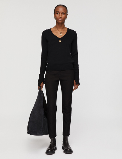 Joseph Pure Cashmere V Neck Jumper In Black