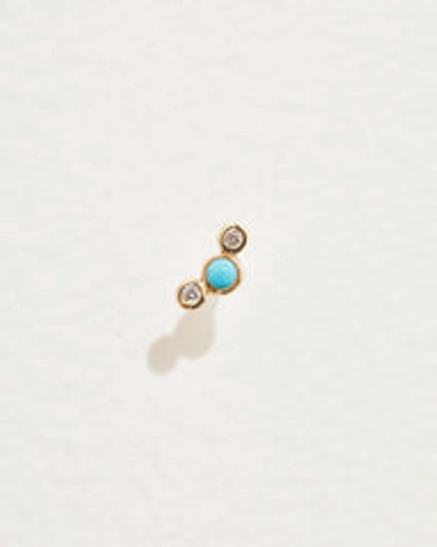 Pamela Love Piercing Bezel Set Crescent Stud In Gold/blue