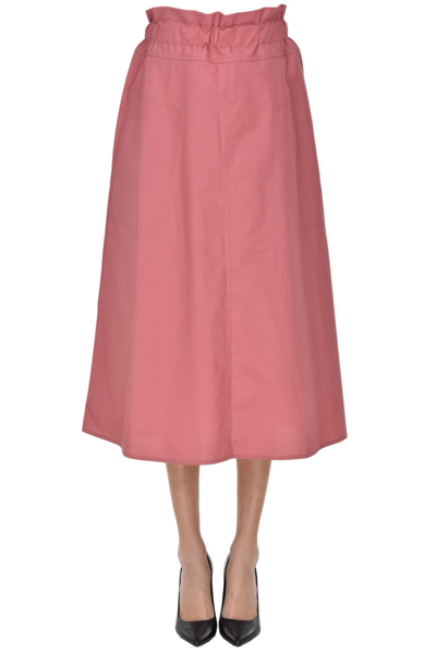 Sofie D'hoore Shirred Waist Midi Skirt In Dark Pink