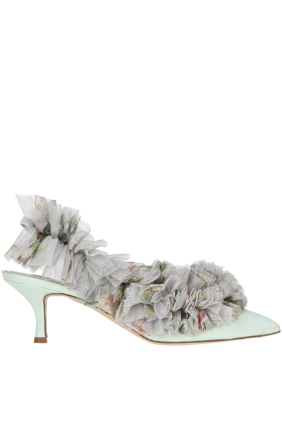 Circus Hotel Ruched Slingback Pumps In Pastel Green
