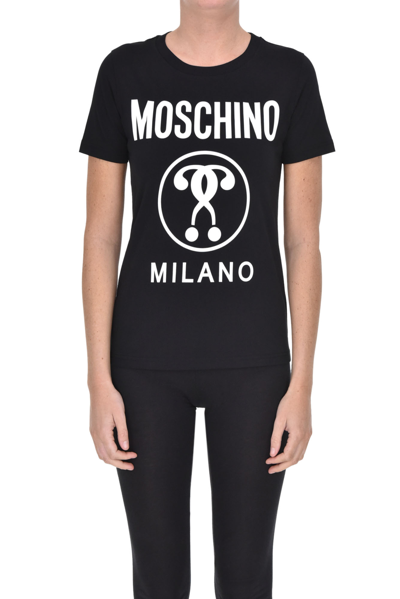 Moschino Couture Designer Logo T-shirt In Black