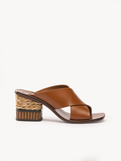 Chloé Laia Suede Crisscross Slide Sandals In Brown
