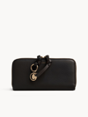 Chloé Portefeuille Long Zippé Alphabet En Cuir Grainé Femme Noir Taille Onesize 100% Cuir De Veau In Black