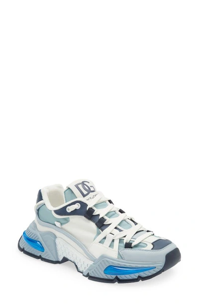 Dolce & Gabbana Dolce & Gaacbbana Man's Airmaster Multicolor Mix Of Materials Sneakers In Blue