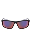 Nike Adrenaline 64mm Rectangular Sunglasses In Matte Black/ Field Tint