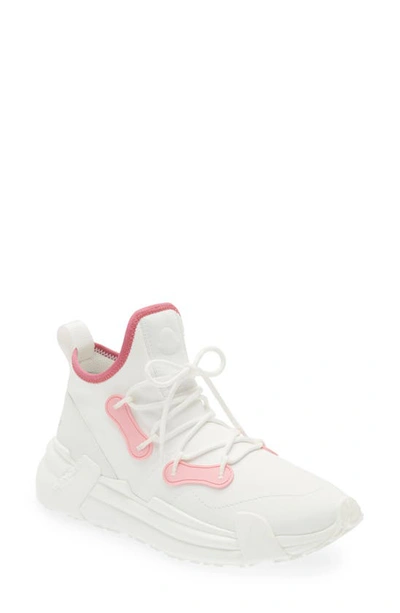 Moncler White & Pink Lunarove Sneakers In 002 White/pink