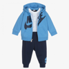 Nike Boys Blue & White Tracksuit Set In Blue