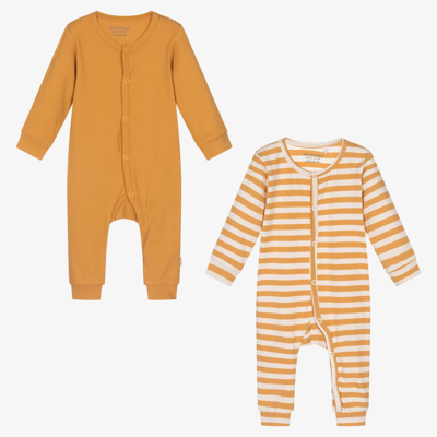 Minymo Babies' Yellow Cotton Rompers (2 Pack)