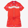 Stella Mccartney Short Jumpsuit With Application In Red