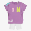Moncler Girls Purple Cotton Shorts Set In Purple