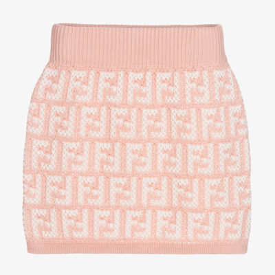 Fendi Babies' Girls Pink Ff Knitted Skirt
