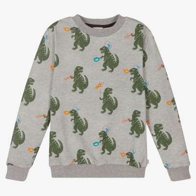 Paul Smith Junior Kids' Graphic-print Crew Neck Sweatshirt In Grey