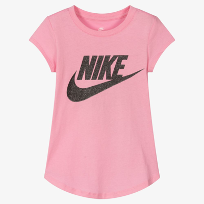 Nike Babies' Girls Pink & Black Logo T-shirt