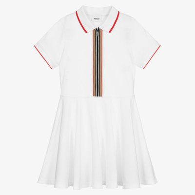 Burberry Girls Teen White Icon Stripe Dress