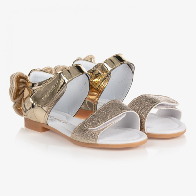 Caramelo Kids' Girls Gold Bow Sandals