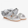 CARAMELO GIRLS SILVER BOW SANDALS