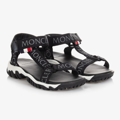 MONCLER BLACK LOGO SPORTY SANDALS