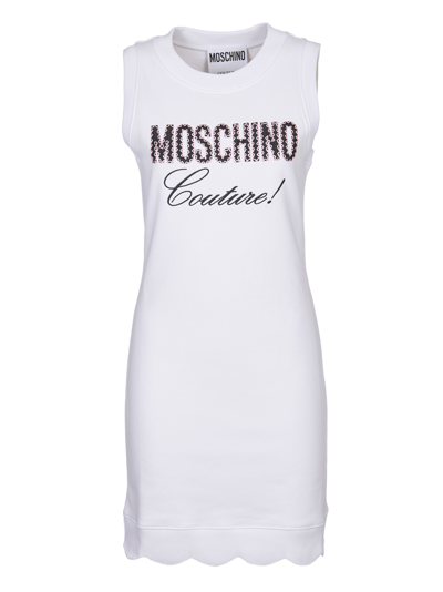 Moschino Cotton Dress With Embroidery - Atterley In White