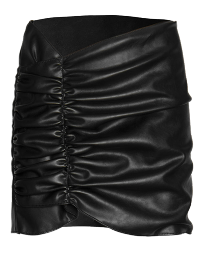 Nineminutes The Curling Stretch Satin Miniskirt In Black