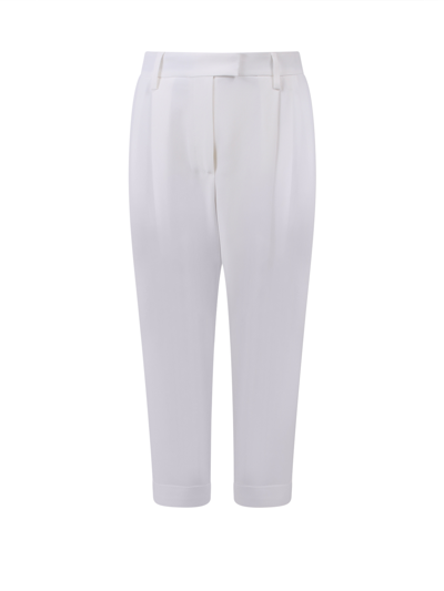 Brunello Cucinelli Silk Blend Wide Trouser - Atterley In White
