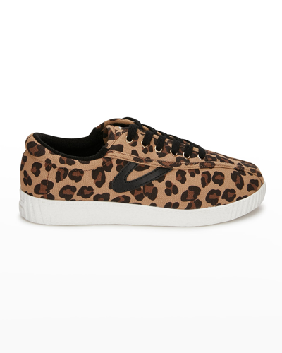 Tretorn A-nyliteca Canvas Retro Tennis Sneakers In Leopa