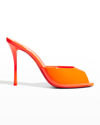 Christian Louboutin Me Dolly Patent Red Sole Sandals In Orange