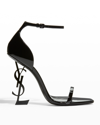 SAINT LAURENT OPYUM YSL LOGO-HEEL SANDALS WITH BLACK HARDWARE