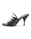 Alaïa 90mm Calf Leather Stitched Bicolor Mule Sandals In Black/white