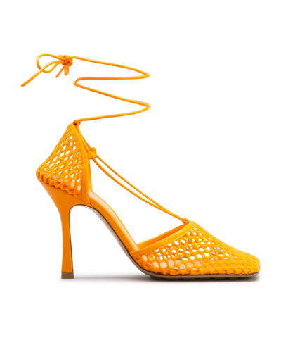 Bottega Veneta Mesh Stretch Sandals In Tangerine
