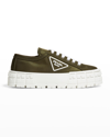 Prada Double Wheel Platform Sneaker In Militare