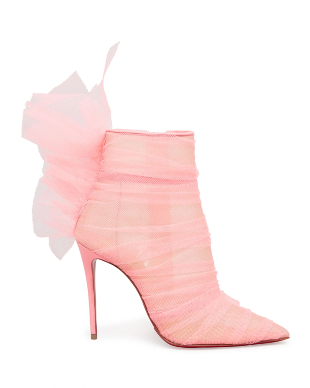 Christian Louboutin Libellibooty ピンク Christian Louboutin Libellibooty Mesh Red Sole Stiletto Booties In