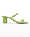 Schutz Ully Leather Dual-band Sandals In Lime Green