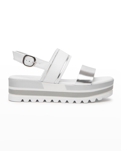 Nerogiardini Double Band Sporty Sandals In Silver Multi