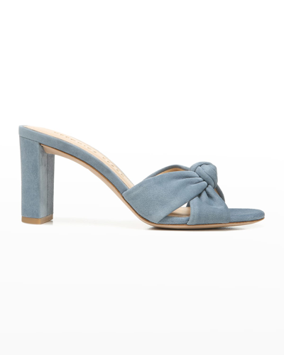 Veronica Beard Ganita Metallic Knot Slide Sandals In Jeans