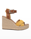 Nerogiardini Whipstitch Espadrille Wedge Sandals In Sun Yellow