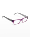 Eyebobs Peckerhead Rectangle Acetate Reader Glasses In Purple Grey
