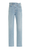 Agolde Criss Cross High-rise Distressed Straight-leg Jeans In Blue
