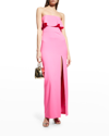 Aidan Mattox Strapless Popover Column Gown In Lime Green
