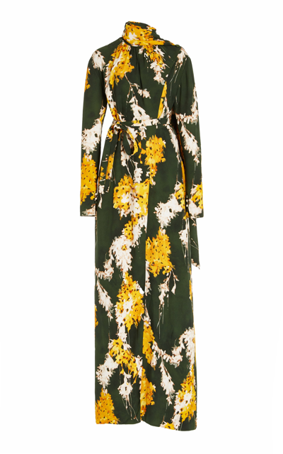 Del Core Women's Scarf-detailed Asymmetric Maxi Dress In Green