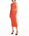 Balmain Monogram Eyelet Knit Midi Skirt In Drk Orange